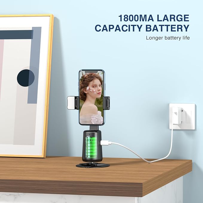 360° Auto Face Tracking Tripod for Phones, Gesture Control & Remote, Smart
