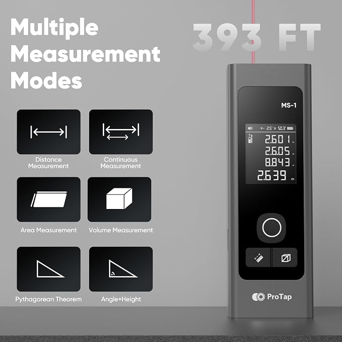 Laser Measure - 393 FT Laser Distance Meters, Type-C Rechargeable Laser