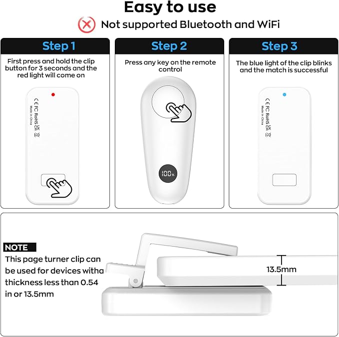 RF Remote Control Page Turner for Kindle Paperwhite Scribe Accessories