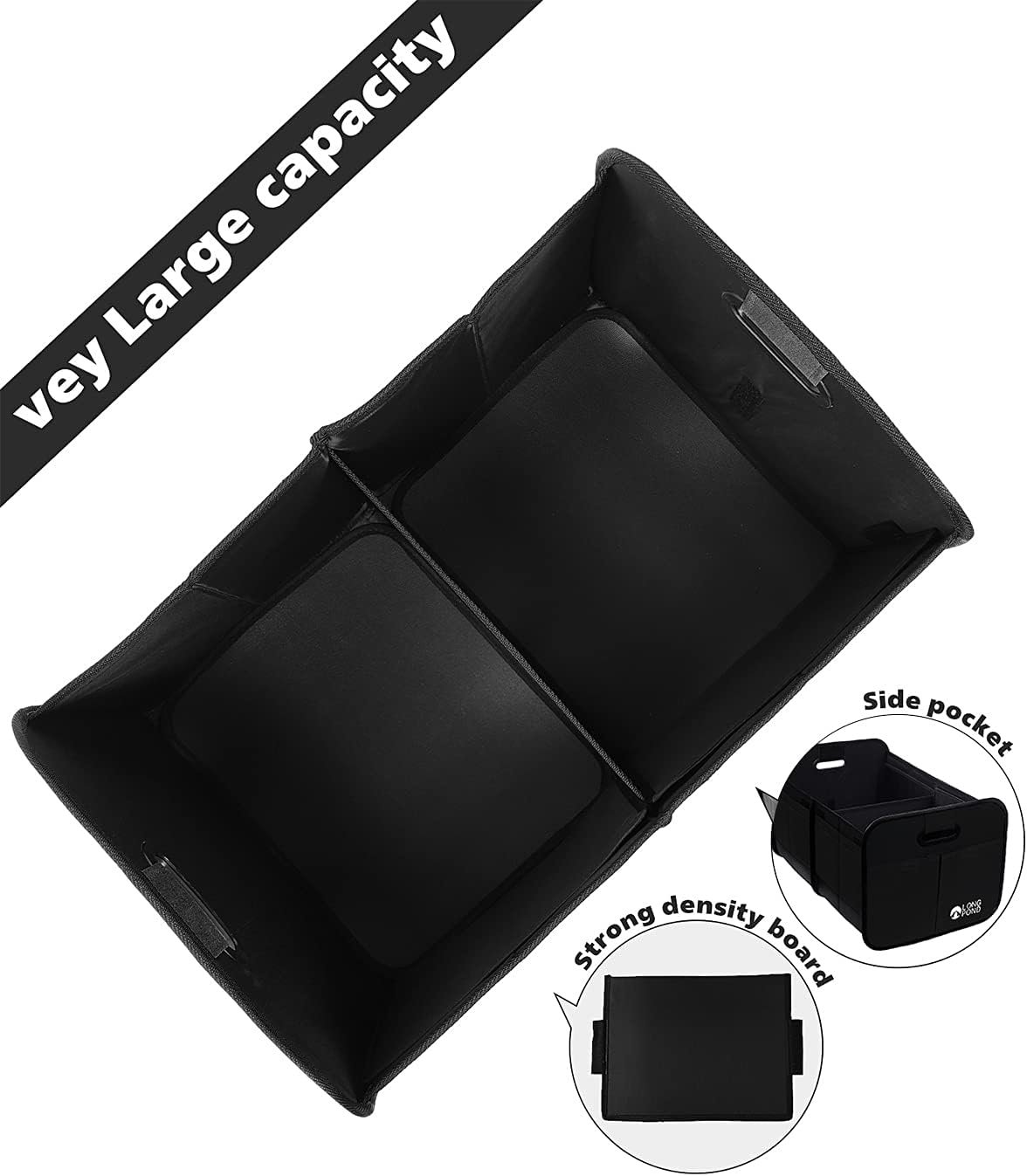 Long Pond Car Trunk Organizer, Storage for SUVs or Sedans, Foldable Cargo Containers with 9 Pockets and Reinforced Handles, with Non-Slip Bottom, Collapsible Storage for SUVs, Sedans, or Any Cars