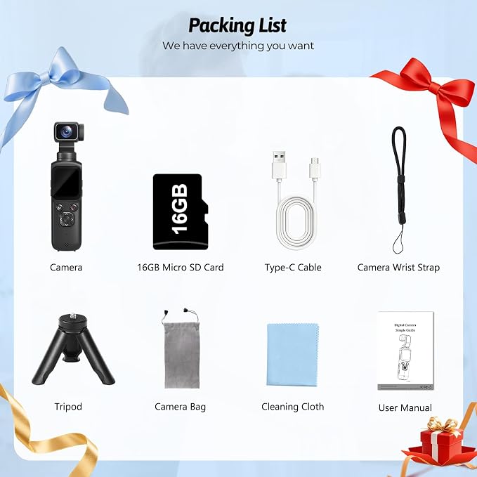 4K Vlogging Camera for YouTube, 75MP Pocket Digital Camera