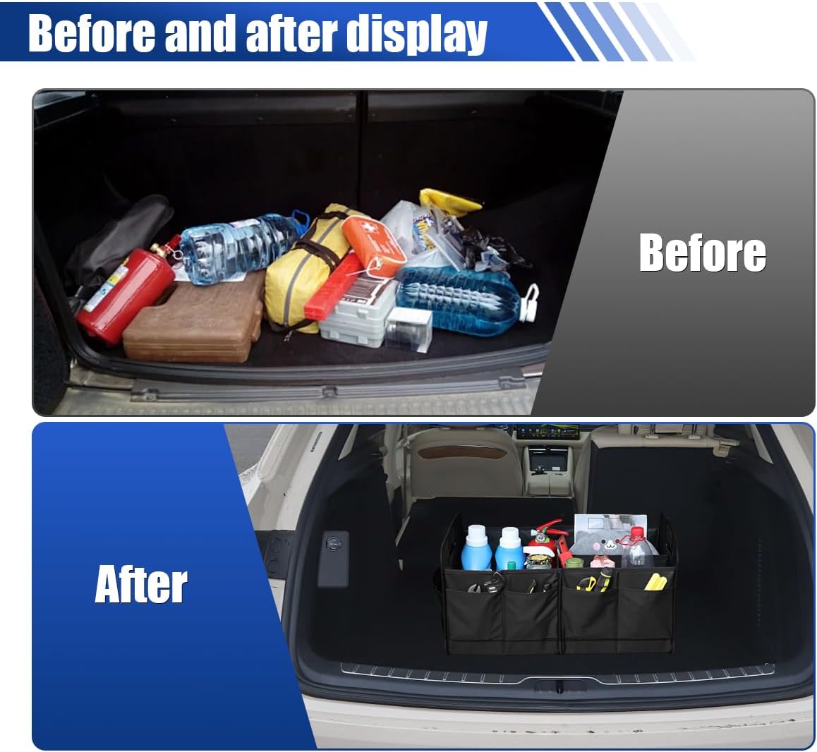 Car Trunk Organizer, 65L Collapsible Auto Storage Box (Black)