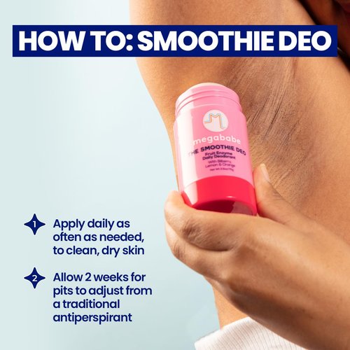 Megababe Daily Deodorant - Smoothie Deo with 72-Hour Odor Protection | Coconut & Fruit Enzymes | 2.6 oz