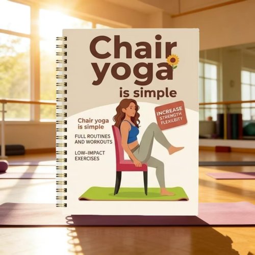 30-Day Chair Yoga Guide by [Brand Name] - 60 Beginner Workouts for Weight Loss & Flexibility | Spiral Bound, 5.5x8.3 Inch, Beige