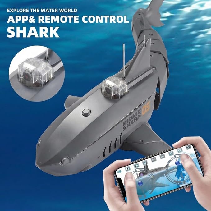 Remote Control Shark Pool with HD Underwater Camera, 2.4G Electric RC Fish Boat