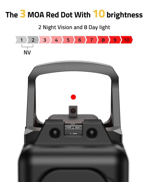 CVLIFE Wolfprowl Motion Awake Red Dot Sight, Compatible with RMS/RMSC 3MOA Red Dot Compact Reflex Sight Shockproof IPX7 Waterproof, with Adapter Plate for MOS 21mm Picatinny Base