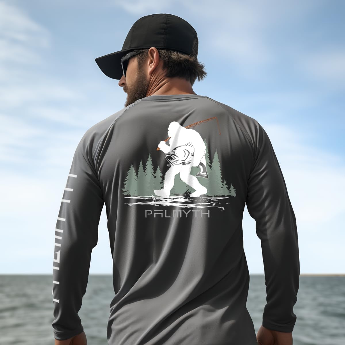 Palmyth Men's Fishing Shirts - UV Protection Long Sleeve T-Shirts with UPF 50+ Rash Guard