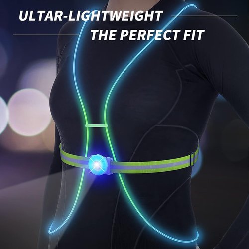 Ni-SHEN LED Reflective Running Vest with Front Light,Running Lights for Runners,Reflective Running Gear for Men/Women Running,Cycling or Walking, High Visibility Warning LED Lights (Rocket-Shaped)