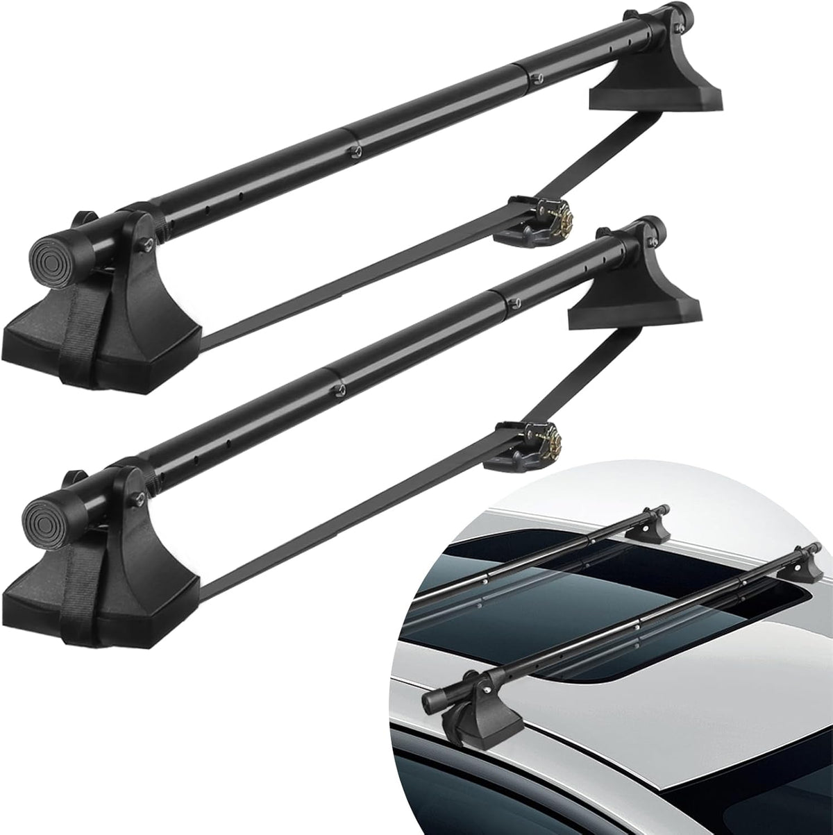 Skiennix 48in Car Roof Rack Cross Bars - Heavy-Duty Luggage Carrier for Compact Cars | 220lbs Capacity