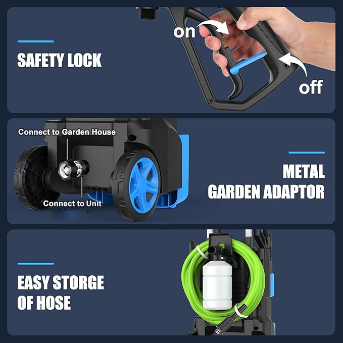 5000 PSI Professional Electric Pressure Washer,4.0 GPM Heavy Duty Power Washer with 4 Nozzles,Foam Cannon,33FT Hose and 500ml Soap Bottle for Home/Cars(Blue)