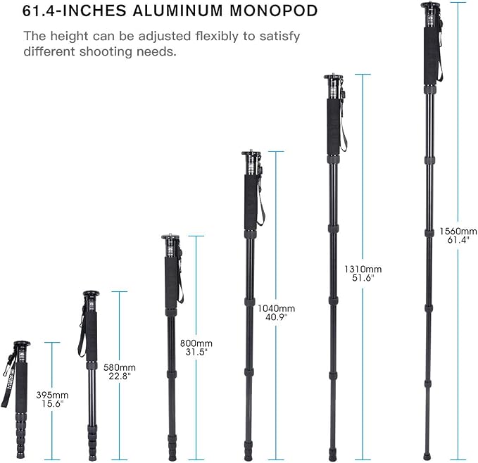 SIRUI AM-306M Camera Monopod, 6-Section 15.6-61.4 inches Aluminum Alloy