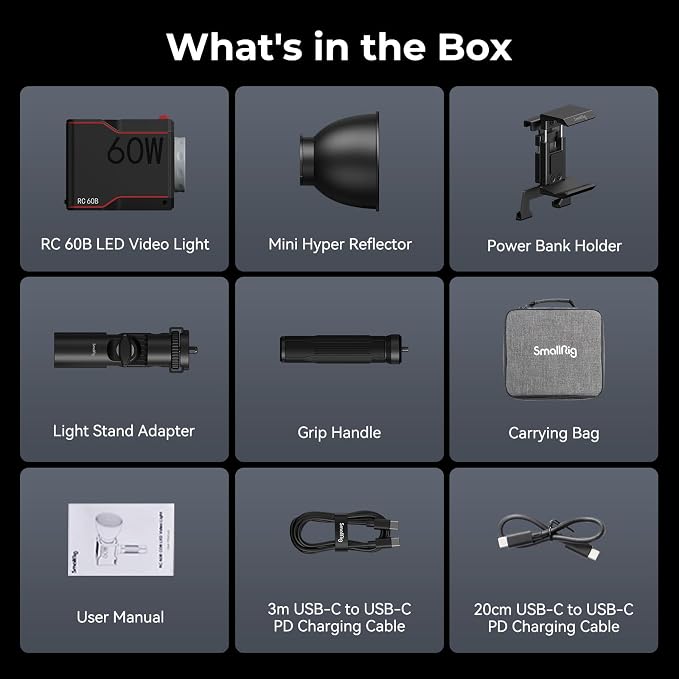 SmallRig RC 60B COB Video Light, 49Wh Battery 45min Runtime, 63W 11200lux CRI