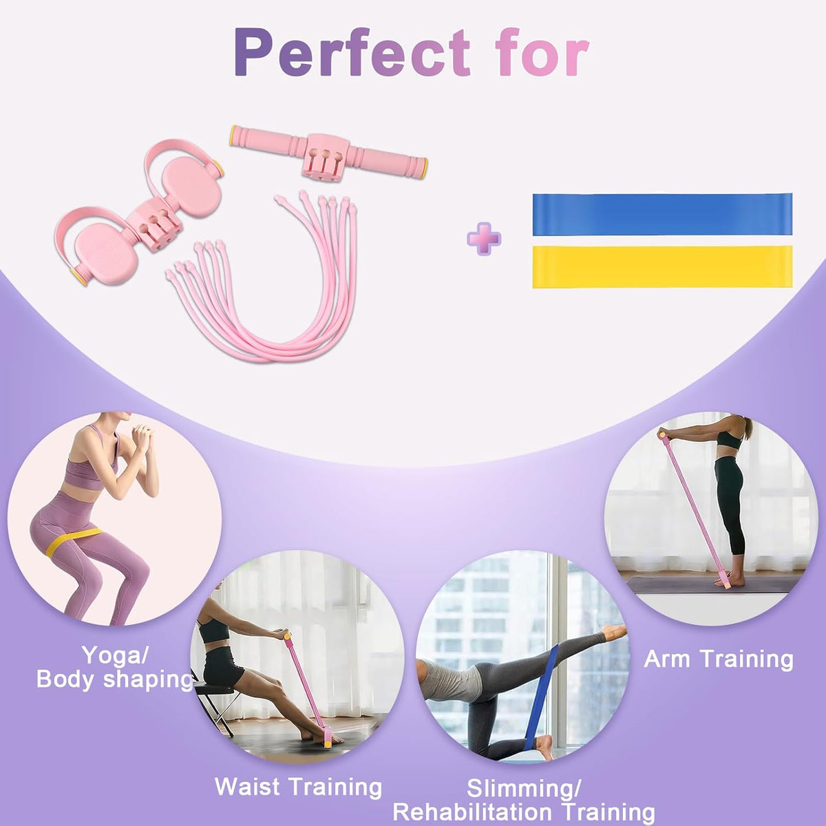 Upgrade Pedal Resistance Band - 6-Tube Detachable Yoga Bands for Full Body Stretching & Shaping