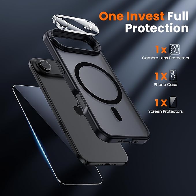 toushion 3 in 1 for iPhone Air Case Matte Black, Fits MagSafe, Screen