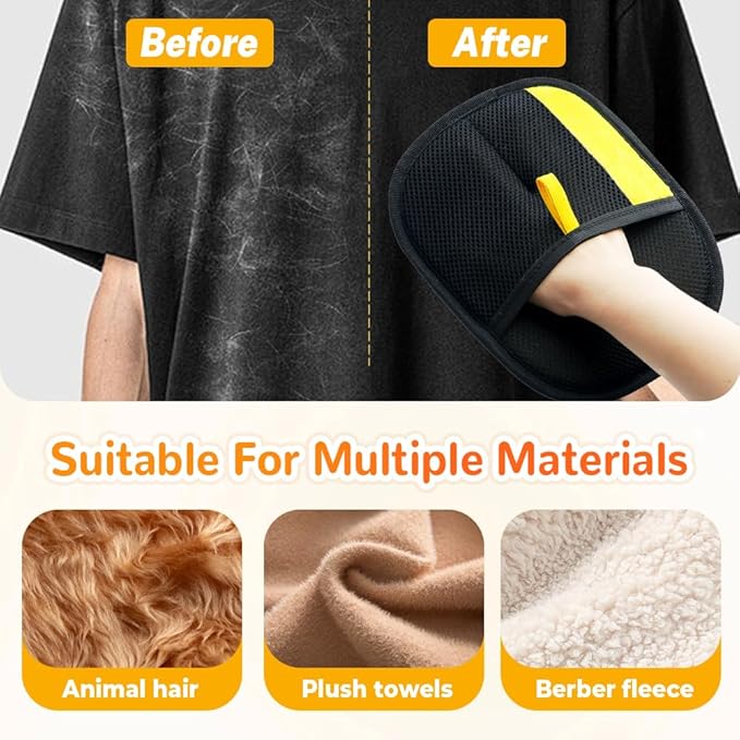2025 Upgrade Pet Hair Remover Electrostatic Gloves, Reusable Pet Hair Removal Glove for Cats & Dogs, Premium Cat & Dog Hair Remover Mitt for Couch Furniture Carpet Car Seat (3)