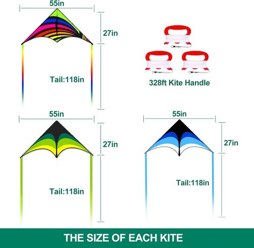 Mint's Colorful Life Delta Kite - Easy to Fly for Kids & Adults | Perfect for Beach Trips, 300ft String Included