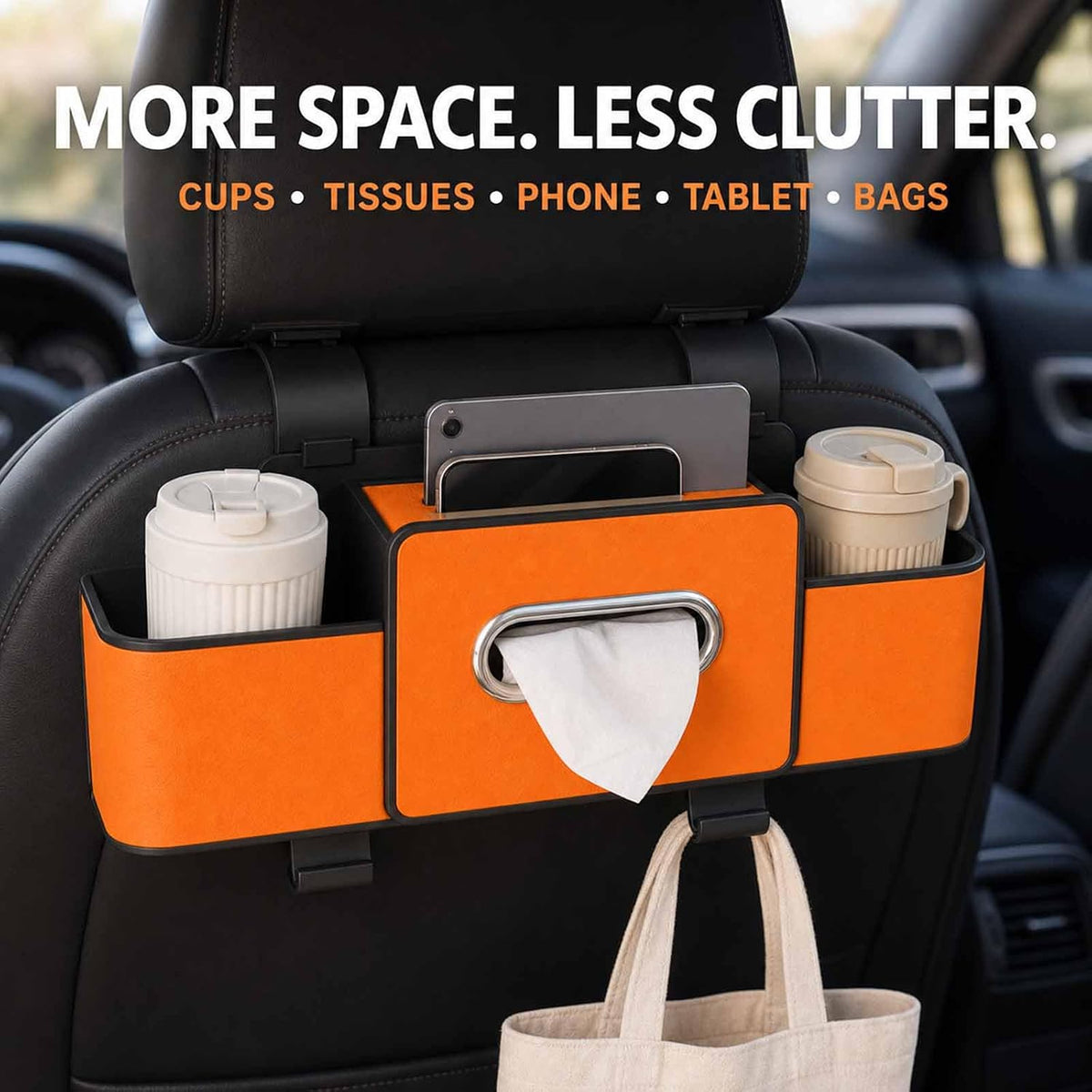Car Headrest Organizer for Ram 3500, Tissue Cup Holder