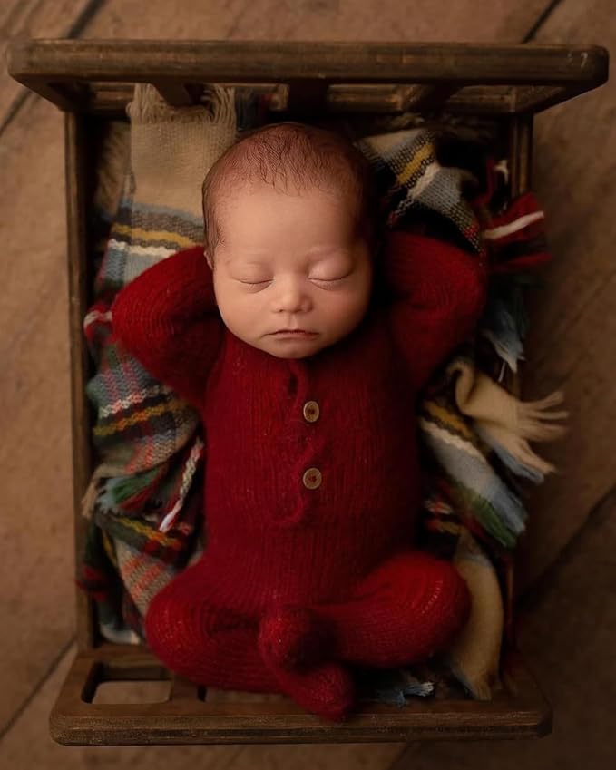 Newborn Photography Props Bed Prop Brown – Rustic Mini Wooden Bed