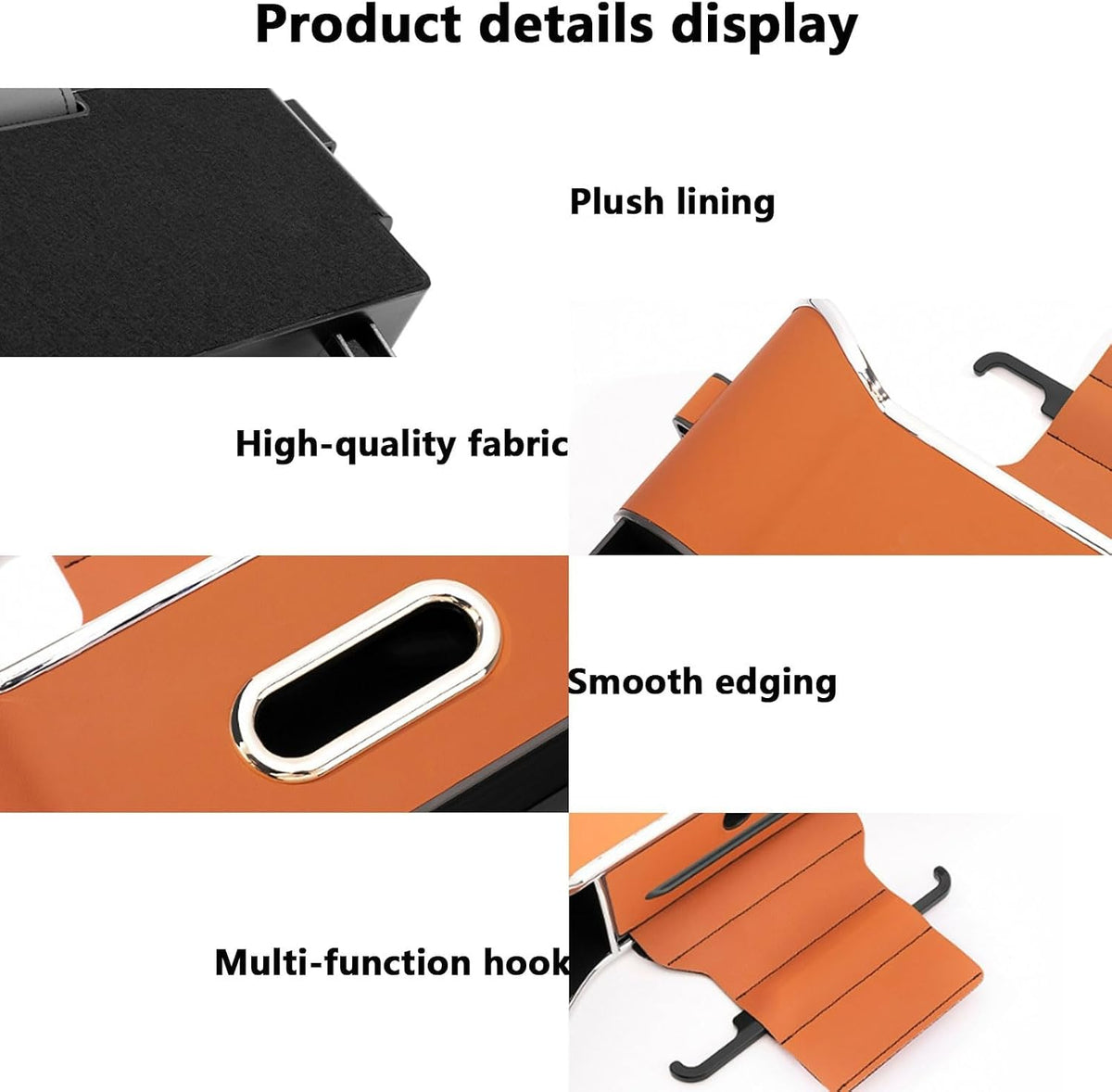 Multifunctional Car Seat Back Storage Box, Car Seat Tissue Box and Storage Box, Universal Car Tissue Organizer Back Seat with 2 Drink Cup Holder (Orange)