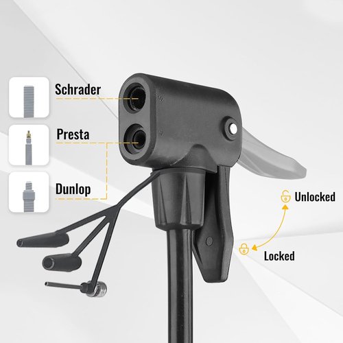 MOHEGIA Bike Floor Pump - High Pressure 160 PSI with Gauge | Fits Schrader & Presta Valves, Includes Ball Pump Needles