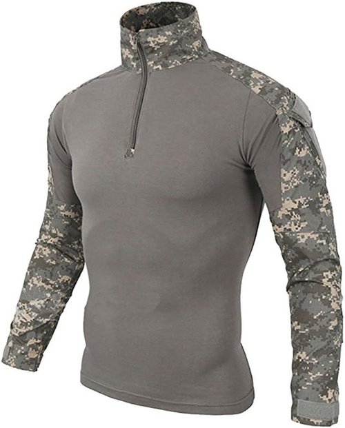 LiliChan Tactical Shirt for Men - Long Sleeve Military Combat Shirt with Zipper | Outdoor Wear