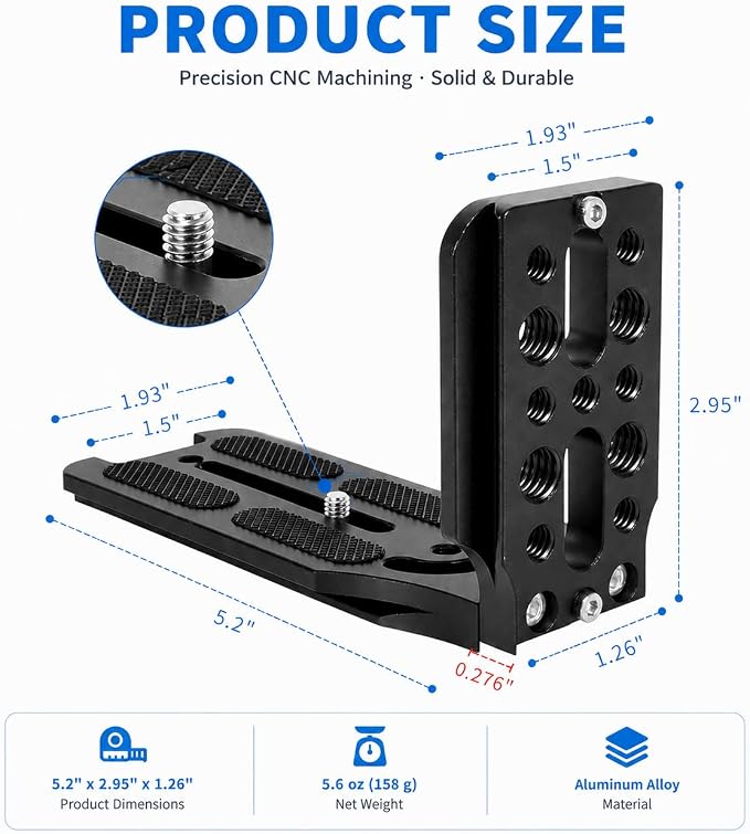 DSLR Camera L-Bracket, Vertical & Horizontal Switching Quick Release Plate