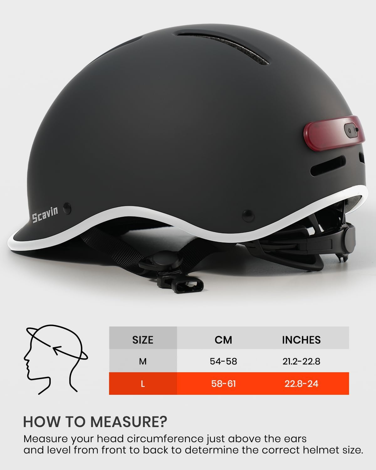 Skiennix Bike Helmet - Adjustable Cycling Safety Helmet with Rechargeable Rear Light | For Men, Women & Youth