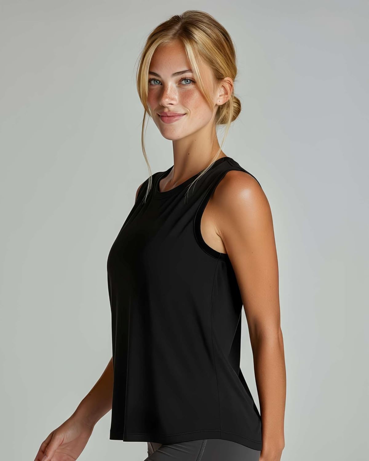 Real Essentials Women's Dry-Fit Tank Tops - 5 Pack Racerback Sleeveless Athletic Shirts (Plus Sizes Available)