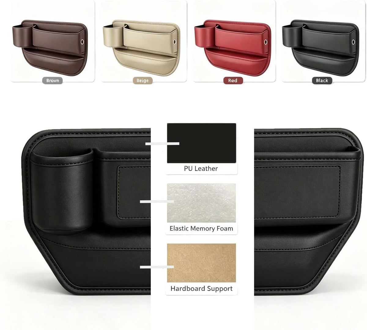 Car seat Gap Filler Organizer, Anti-Drop Car Seat Gap Filler Organizer (2 Beige (Driver+Passenger))