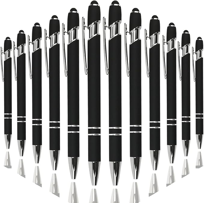 Oddmoal Ballpoint Pen with Stylus Tip, Soft Touch Click Metal Pen, 1.0mm Medium
