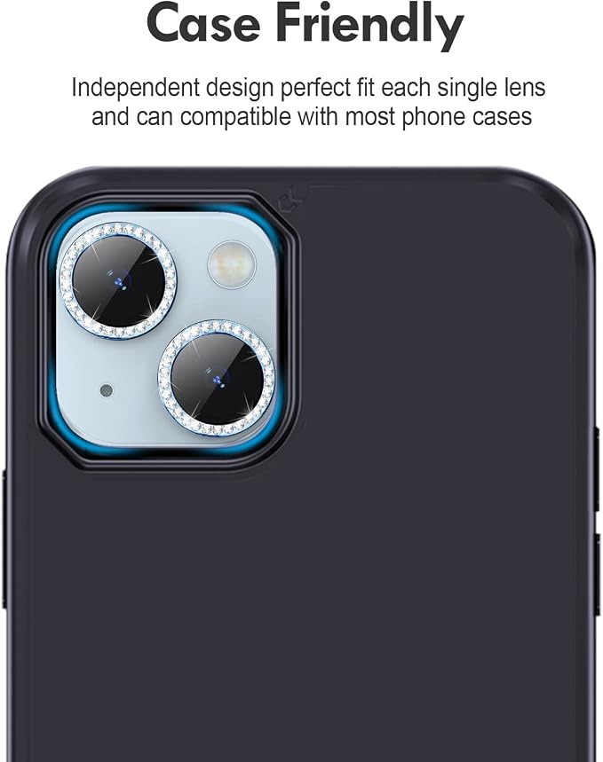 for iPhone 14 / iPhone 14 Plus Camera Lens Protector Bling, 9H Hardness