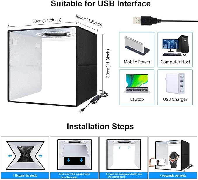 12"x12"x12" Folding Photo Light Box