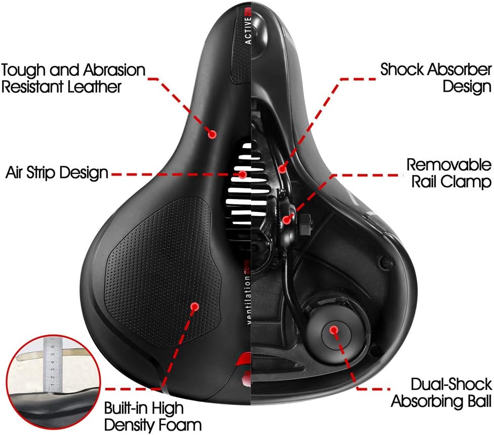 Skiennix Comfortable Bicycle Seat Cushion - Dual Shock Absorbing Memory Foam | Waterproof Design for Road Bikes