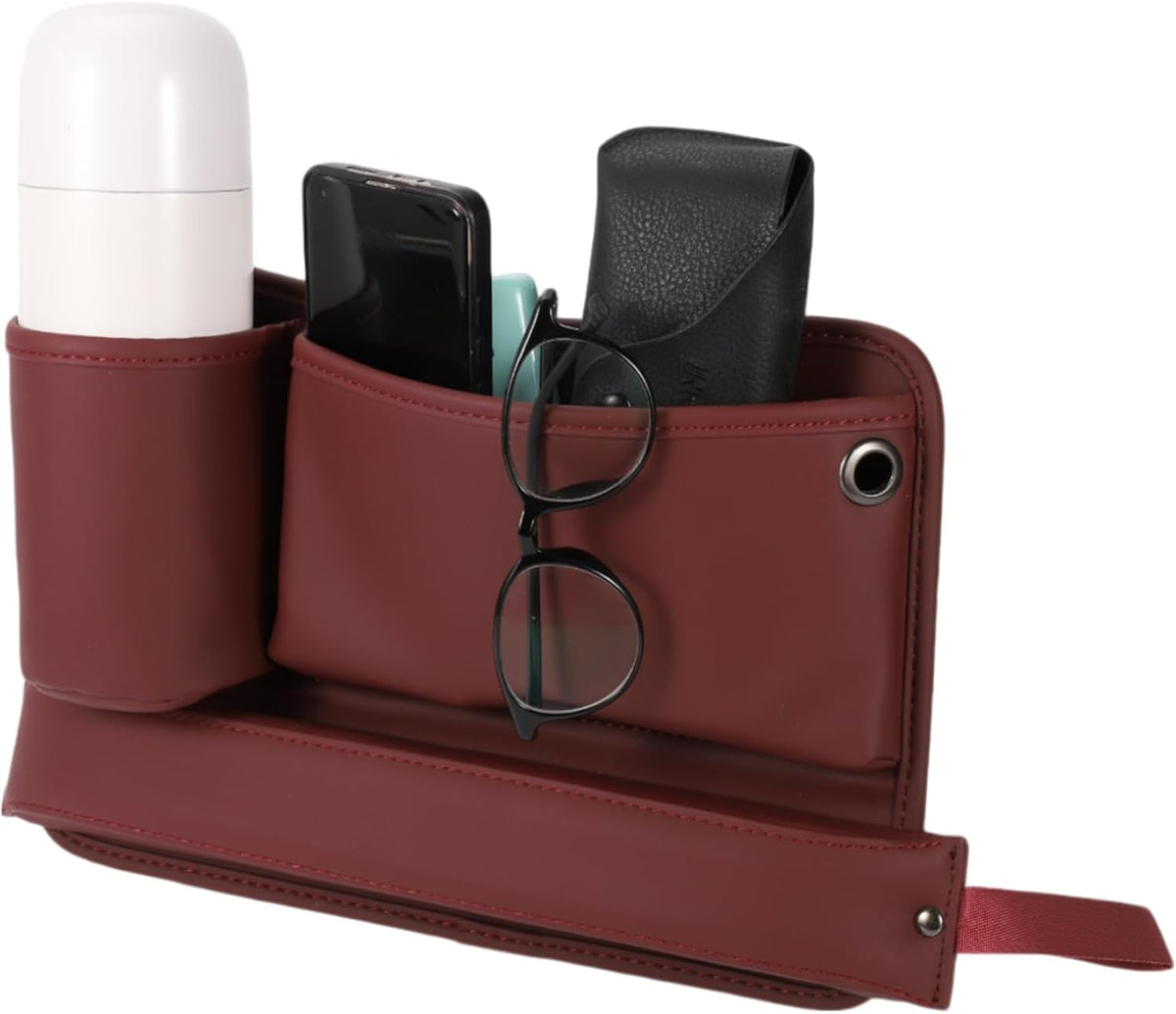 Motoforti Universal Car Seat Gap Filler Organizer Front Seat Gap Filler with Cup Holder Car Storage Accessories, Driver Side, Faux Leather, Beige