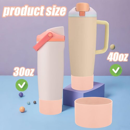 Mity Rain Protective Silicone Boots for Owala 30oz & 40oz FreeSip Sway Bottles - Light Peach, Enhances Stability & Prevents Scratches