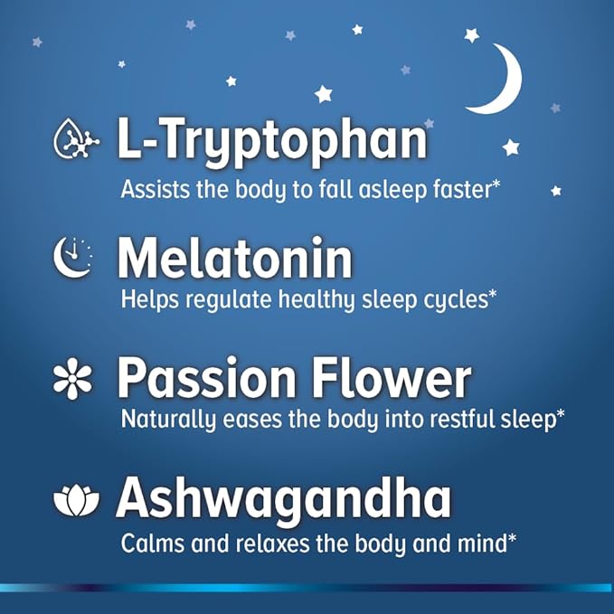 Relaxation Sleep Aid, Natural Non-Habit Forming, Sleep Supplement Developed to Support for Longer & Better Sleep, Chamomile, Magnesium, Melatonin, Ashwagandha, GABA, Drug-Free (120 Count)