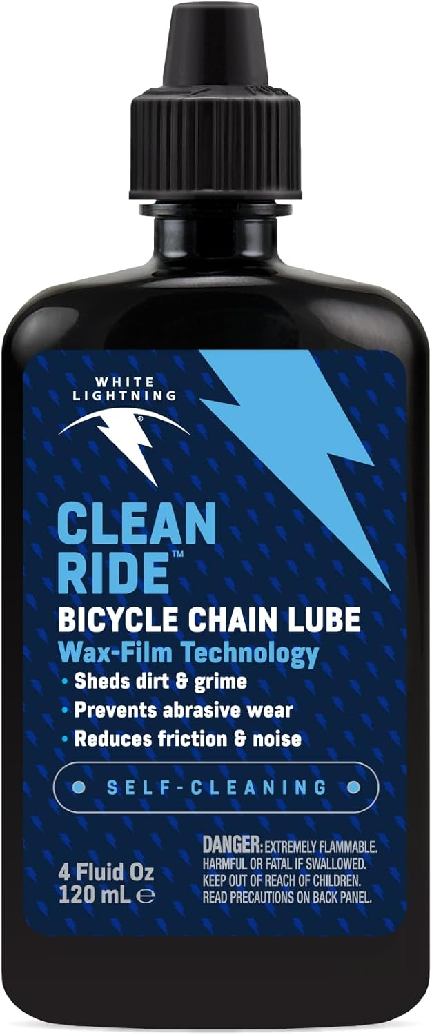 White Lightning Clean Ride Bicycle Chain Lubricant - 100% Oil-Free, Self-Cleaning, 4 oz