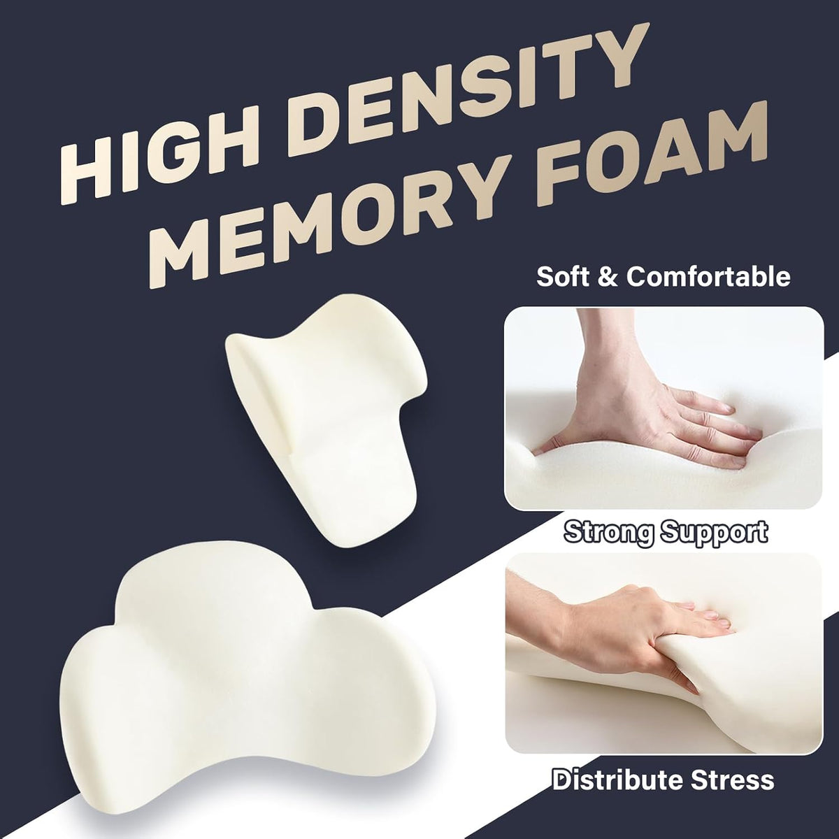 Coverado Lumbar Support and Car Neck Pillow, Ergonomic Memory Foam Desk Chair Cushion and Headrest Pillow for Car Office Chair, Sciatica & Neck & Tailbone Cushion