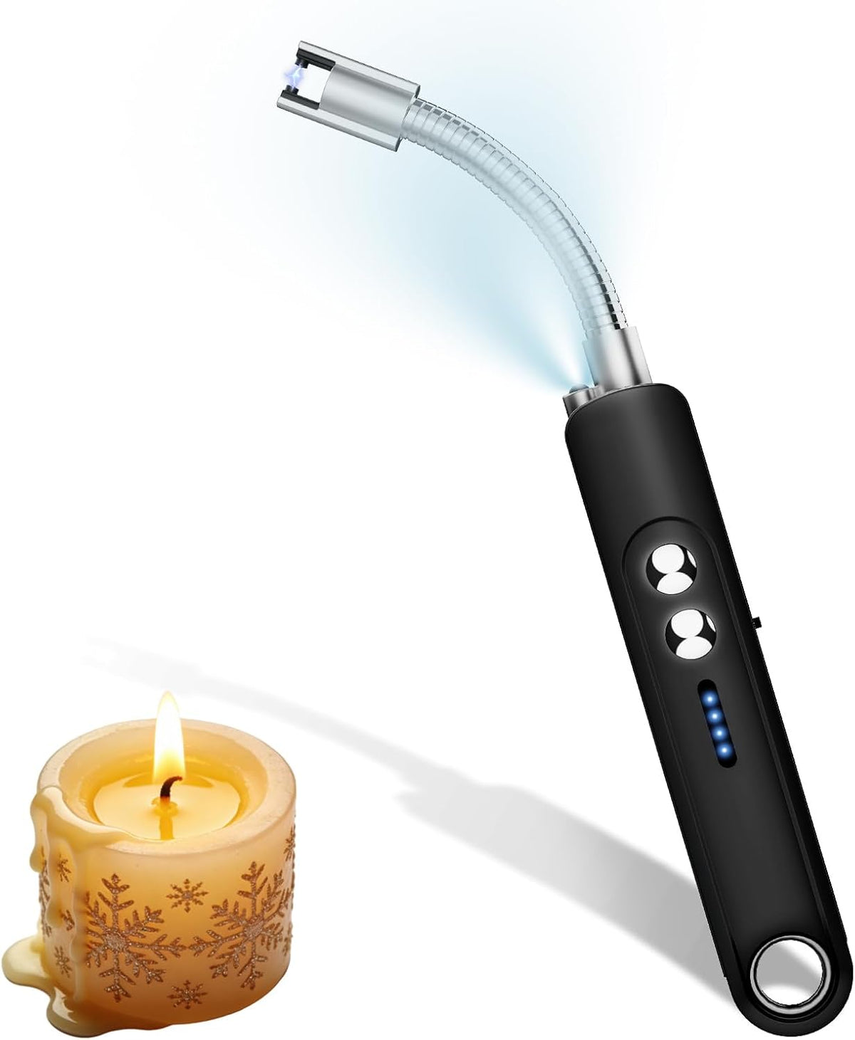 Skiennix Flameless Plasma Arc Electric Lighter - USB-C Rechargeable with Long Flexible Neck | Black