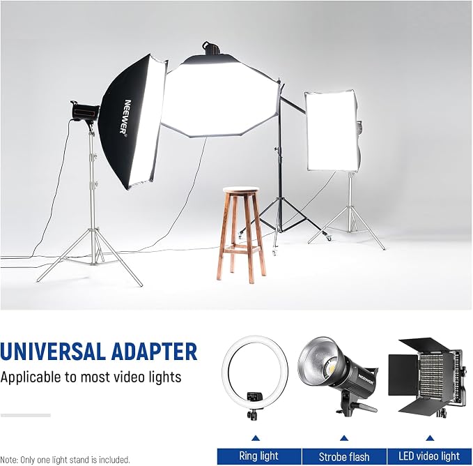 NEEWER 2Pcs 9.2ft Stainless Steel Light Stands, Spring Cushioned Heavy Duty