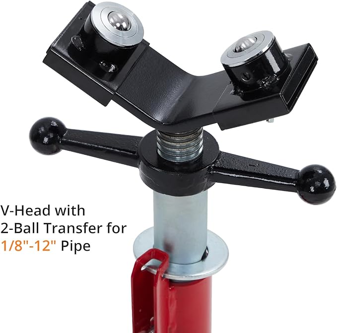 PioneerWorks V-Head Pipe Stand - 2-Ball Transfer - 2500 lb Capacity - Adjustable Height 20-52 Inch, Folding Pipe Jack Stand for Welding Pipe Threading（Pipe Jacks*2