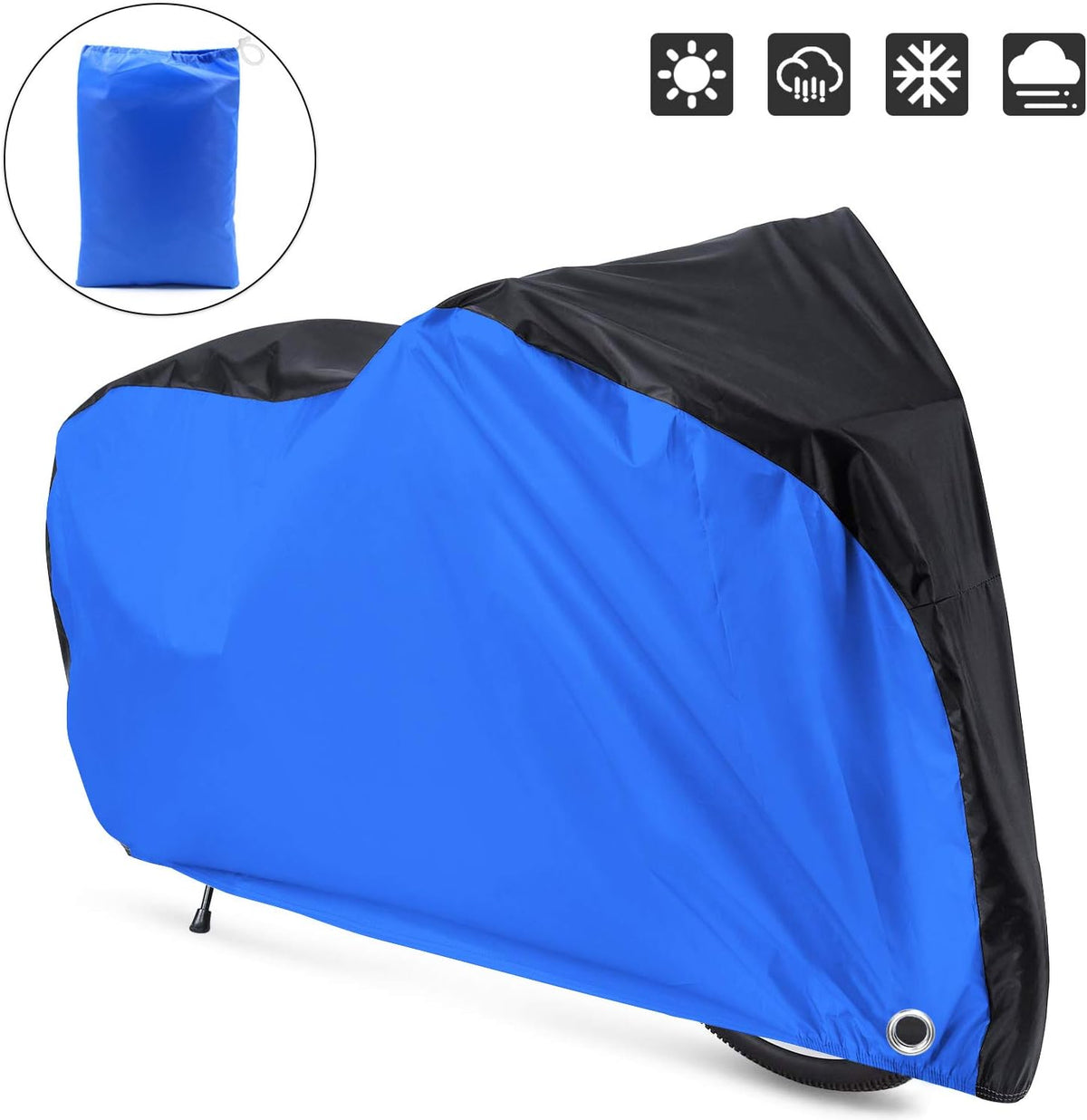 Roctee Bicycle Cover - Waterproof Anti-UV Protection for XL Bikes | Portable Storage Bag, 78.7''L x 27.6''W x 43.3''H, Black & Blue