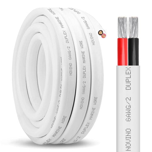 6 Gauge Marine Wire - Duplex Marine Grade Tinned Copper Cable | 100ft Oxygen-Free Insulated Red & Black