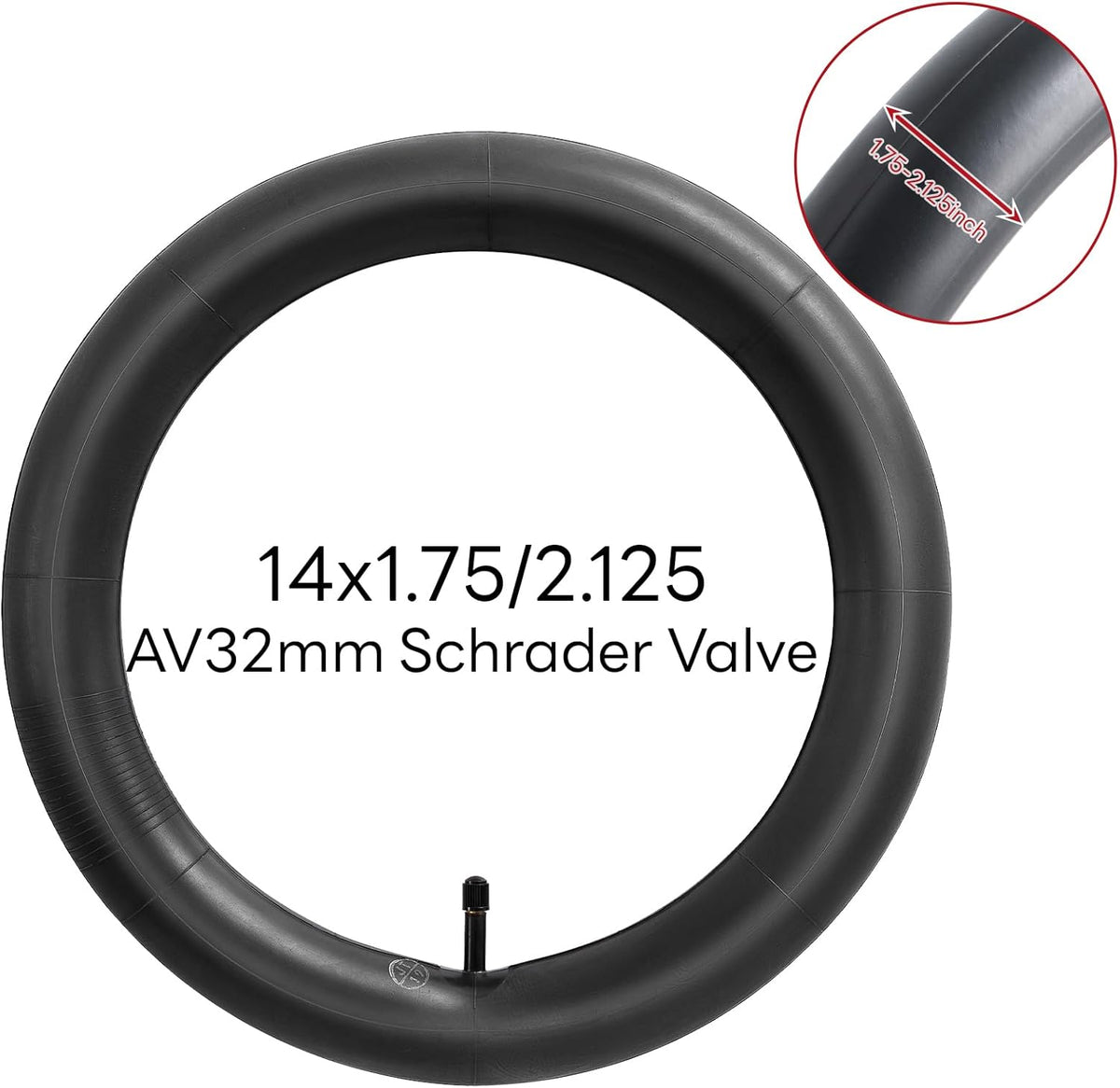 Reliable 14 x 1.75-2.125 Bike Tubes by [Brand Name] - Durable Inner Tubes with AV32mm Schrader Valve (2 PCS)