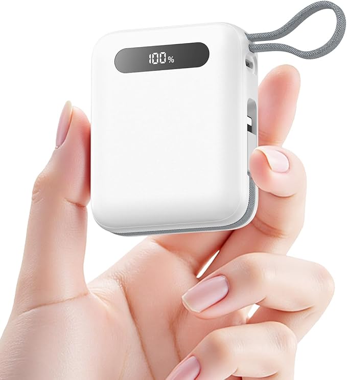 Portable Charger Power Bank, Ultra Mini 10000mAh Portable Charger with Built-in Cables, 35W Fast Charging Battery Pack, Travel Essential Compatible with iPhone 17 16 15 Samsung S22 S21 Google iPad etc