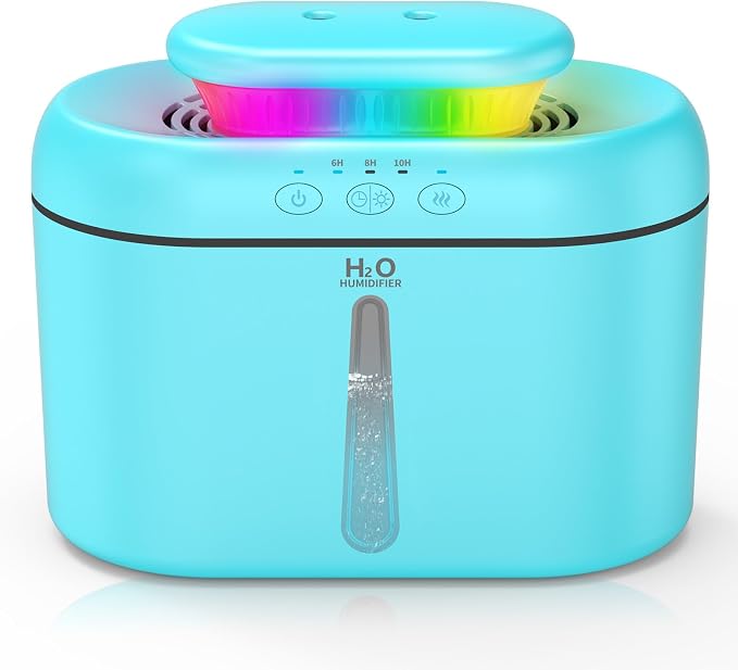SZO Humidifiers for Bedroom, 2.5L Capacity, Auto Shut-Off, Easy to Fill & Clean, 16 dB Quiet Ultrasonic Humidifier for Large Room, Plants, Baby Nursery, Indoor, Night Light(Blue)