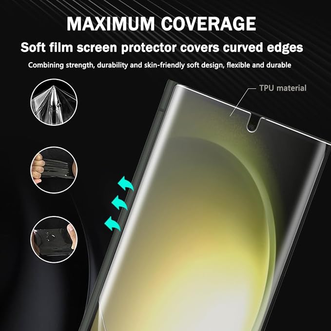3+2 Pack Screen Protector for Samsung Galaxy S23 Ultra Flexible TPU Film
