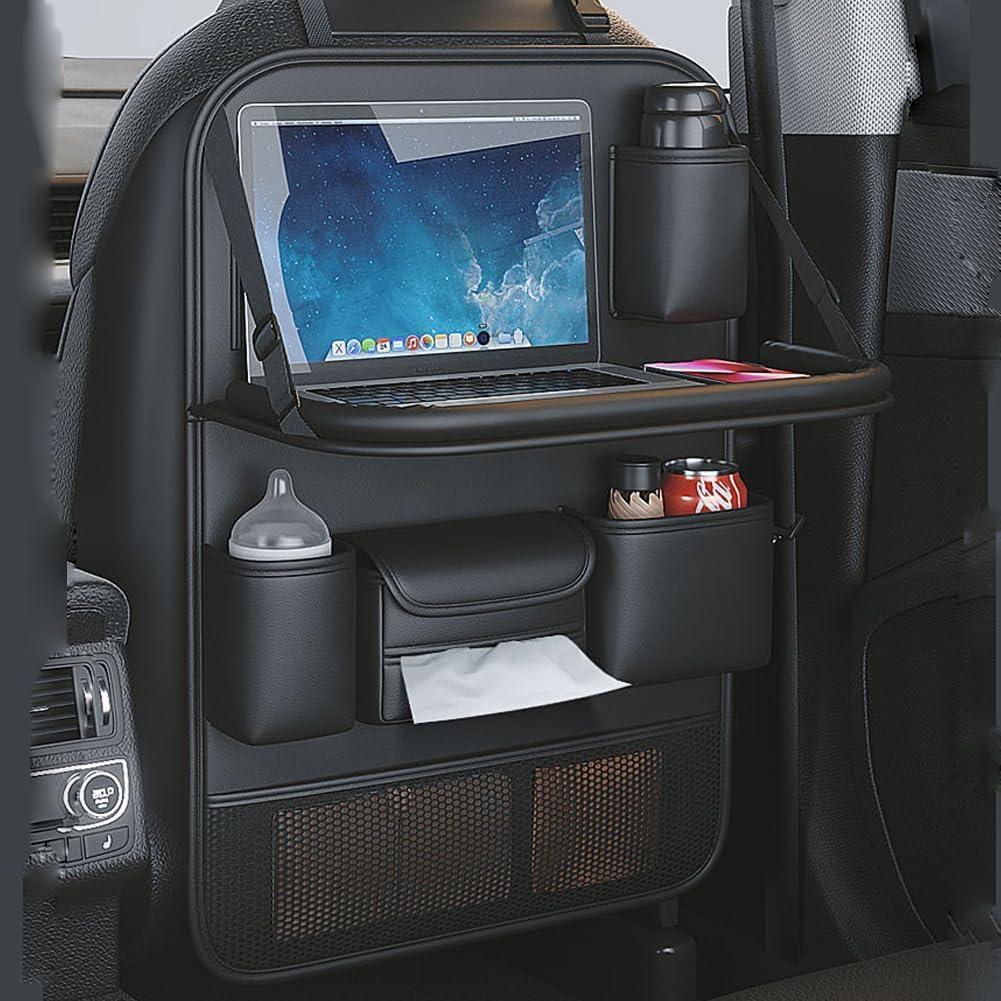 Car Seat Organizers,Multi-functional Back Seat Protectors, Storage Pouches, and Tray Holders (for Cars, Kids, Seat Back and Rear Seats)（Black1 Pcs）