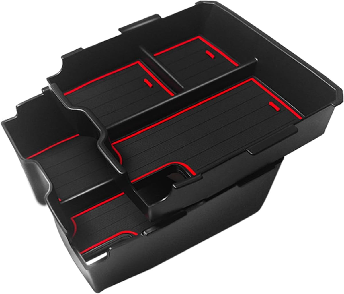 Muslogy Two-Layer Console Organizer for 2024+ Ford Ranger & Raptor (Red)