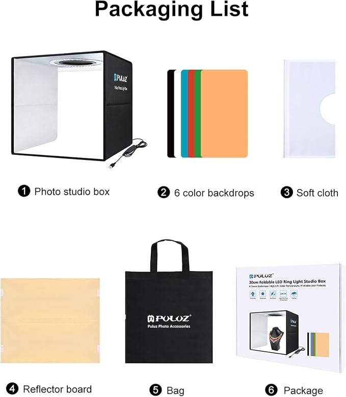 PULUZ Foldable Photo Studio Light Box 30x30x30cm Portable Mini Shooting Tent Kit